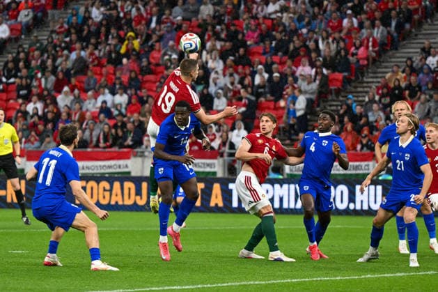 FOOTBALL - Friendly - Hungary vs Finland Photo by IPA ABACAPRESS.COM85363328 - Barnabas Varga (Hungary) overhead kicks the ball during the UEFA friendly match between Hungary vs Finland, 5 June 2026 at the Puskas Arena, Budapest, Hungary Budapest Hungary  Copyright: xIPAxSport ABACAx