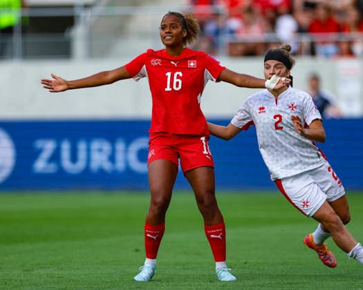 05.06.2026, Fussball, Frauen WM-Qualifikation: Schweiz Malta, Lugano, AIL Arena AurÃ lie Csillag (16, A-Team Schweiz) hatte teilweise sehr viel Freiraum im gegnerischen Strafraum Foto: Urs Ottiger IMAGO Lugano AIL Arena Tessin Switzerland
