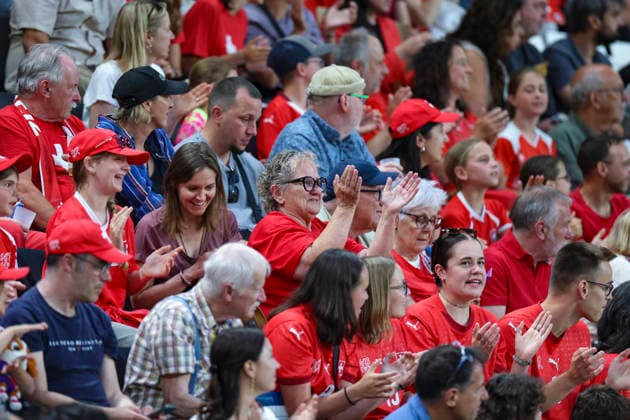 05.06.2026, Fussball, Frauen WM-Qualifikation: Schweiz Malta, Lugano, AIL Arena Begeisterte Zuschauerinnen und Zuschauer in der neuen AIL Arena in Lugano Foto: Urs Ottiger IMAGO Lugano AIL Arena Tessin Switzerland