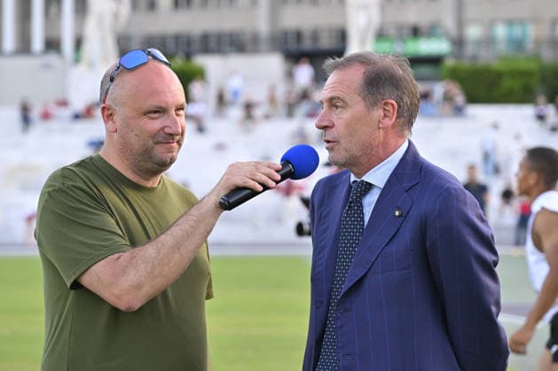 IPA85371509 - Rome , Italy. 05 June, 2026. Stefano Mei - President of Italian Athletics Federation - interviewed duritn the International Athletics Meeting Roma Sprint Festival 2026 at Stadio dei Marmi. Credit Roberto Bettacchi  Copyright: xRobertoxBettacchi IPAxSportx xx 85371509