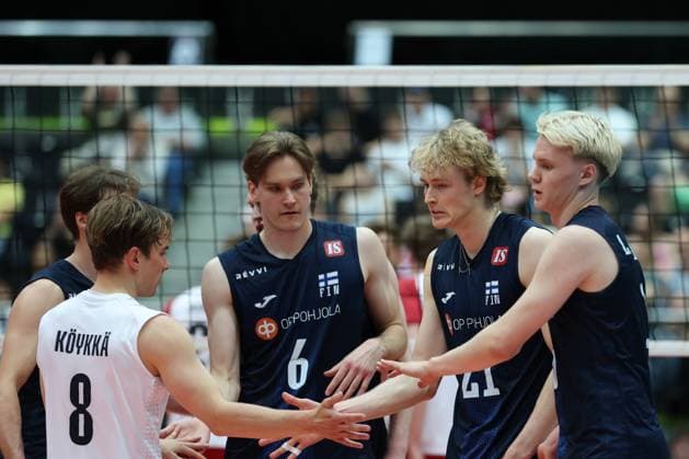 05.June. 2026 – Volleyball – CEV Volleyball European League 2026 - Men , FINLAND vs AUSTRIA Team finland celebrates the set Lower Austria Lower Austria , AUSTRIA – Multiversum Schwechat Multiversum Schwechat AUSTRIA