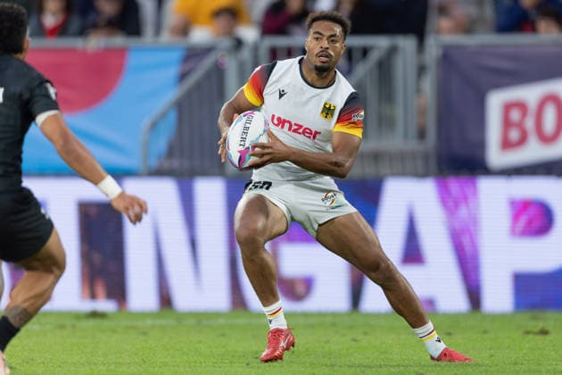 Neuseeland - Deutschland, SVNS Rugby World Championship, WM, Weltmeisterschaft Makonnen Amekuedi (Deutschland, 60). Zweites Gruppenspiel der deutschen Mannschaft gegen die All Blacks Sevens aus Neuseeland. Drittes Turnier der SVNS World Championship, Siebener-Rugby WM vom 5. bis 7. Juni 2026 in Bordeaux (Frankreich). Tag 1, Gruppenspiele am 5. Juni 2026., Bordeaux Region Nouvelle-Aquitaine Frankreich Stade Atlantique