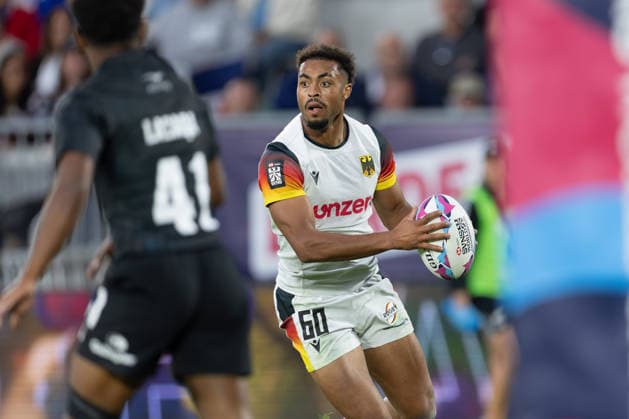 Neuseeland - Deutschland, SVNS Rugby World Championship, WM, Weltmeisterschaft Makonnen Amekuedi (Deutschland, 60). Zweites Gruppenspiel der deutschen Mannschaft gegen die All Blacks Sevens aus Neuseeland. Drittes Turnier der SVNS World Championship, Siebener-Rugby WM vom 5. bis 7. Juni 2026 in Bordeaux (Frankreich). Tag 1, Gruppenspiele am 5. Juni 2026., Bordeaux Region Nouvelle-Aquitaine Frankreich Stade Atlantique