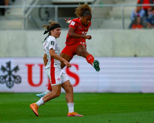05.06.2026, Fussball, Frauen WM-Qualifikation: Schweiz Malta, Lugano, AIL Arena AurÃ lie Csillag (16, A-Team Schweiz) mit zahlreichen guten Torabschlüssen in der ersten Halbzeit Foto: Urs Ottiger IMAGO Lugano AIL Arena Tessin Switzerland