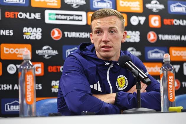 Lewis Ferguson of Scotland Scotland press conference, PK, Pressekonferenz 2026 FIFA World Cup, WM, Weltmeisterschaft, Fussball Football, Sports Illustrated Stadium, New Jersey, USA - 05 Jun 2026New Jersey Sports Illustrated Stadium United States of America EDITORIAL USE ONLY No use with unauthorised audio, video, data, fixture lists, club league logos or live services. Online in-match use limited to 120 images, no video emulation. No use in betting, games or single club league player publications. Copyright: xMichaelxZemanek Shutterstockx 16906921p