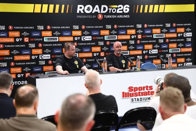 Steve Clarke head coach of Scotland Scotland press conference, PK, Pressekonferenz 2026 FIFA World Cup, WM, Weltmeisterschaft, Fussball Football, Sports Illustrated Stadium, New Jersey, USA - 05 Jun 2026New Jersey Sports Illustrated Stadium United States of America EDITORIAL USE ONLY No use with unauthorised audio, video, data, fixture lists, club league logos or live services. Online in-match use limited to 120 images, no video emulation. No use in betting, games or single club league player publications. Copyright: xMichaelxZemanek Shutterstockx 16906921v