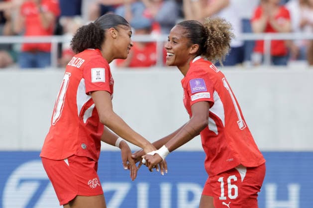 SYDNEY SCHERTENLEIB, AURELIE CSILLAG, Svizzera, FIFA Women s World Cup 2027 League Phase, Switzerland vs Malta 6-1, 05-06-2026, Esultanza, Celebration, Jubel FIFA WOMEN SWORLD CUP 2027 League Phase SVIZZERA-MALTA 6-1