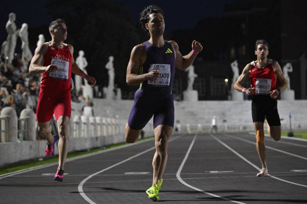 ATHLETICS - Athletics Nationals - Rome Sprint Festival Photo by IPA ABACAPRESS.COM85371996 - Rome , Italy. 05 June, 2026. Damiano Dentato winning the 200-meter race during the International Athletics Meeting Roma Sprint Festival 2026 at Stadio dei Marmi. Credit Roberto Bettacchi Rome Italy  Copyright: xIPAxSport ABACAx