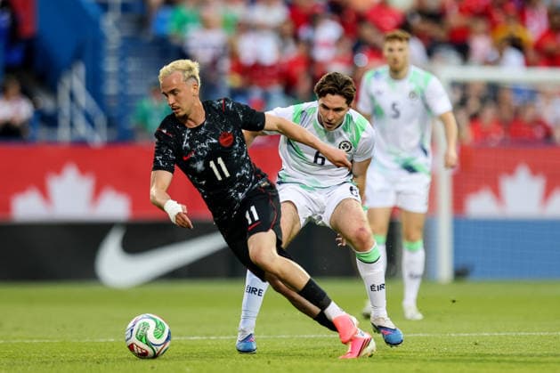 International Friendly, Länderspiel, Nationalmannschaft Stade Saputo, MontrÃ Ali Ahmed in action with Conor Coventry 6 6 2026  Copyright: x INPHO RyanxByrnex RB1_8227