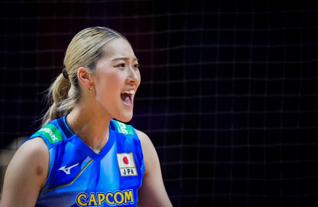 Team Japan Yoshino Sato celebrates against Team Ukraine during their womens Volleyball Nations League (VNL) match on June 5, 2026 in Quebec City, Canada. Noxthirdxpartyxsales  aflo_333391632 MathieuxBelangerx