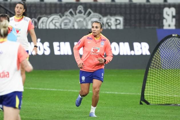 Training session of the Brazilian women s national football team for the friendly match against the USA. Marta of the Brazilian women s national football team during the last training session before the friendly match against the United States, at Neo Quimica Arena, in the east zone of Sao Paulo, this Friday, June 5, 2026. Sao Paulo Sao Paulo Brasil Copyright: xMarinaxUezimax