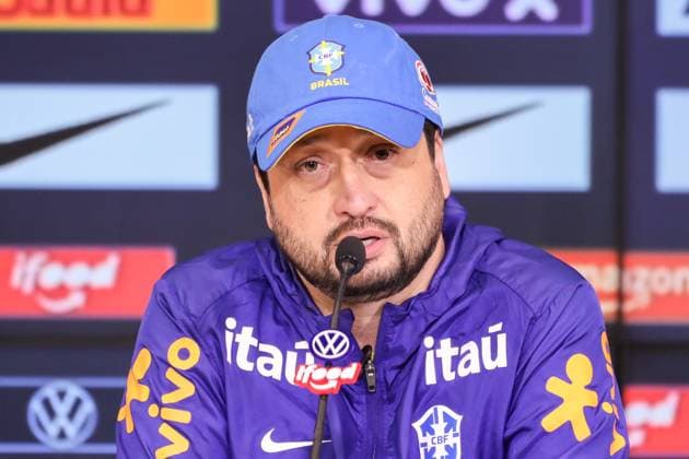 Training session of the Brazilian women s national football team for the friendly match against the USA. press conference, PK, Pressekonferenz with the coach of the Brazilian women s national football team, Arthur Elias, before the friendly match against the United States, at Neo Quimica Arena, in the east zone of Sao Paulo, this Friday, June 5, 2026. Sao Paulo Sao Paulo Brasil Copyright: xMarinaxUezimax