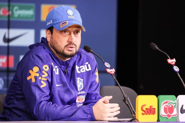 Training session of the Brazilian women s national football team for the friendly match against the USA. press conference, PK, Pressekonferenz with the coach of the Brazilian women s national football team, Arthur Elias, before the friendly match against the United States, at Neo Quimica Arena, in the east zone of Sao Paulo, this Friday, June 5, 2026. Sao Paulo Sao Paulo Brasil Copyright: xMarinaxUezimax