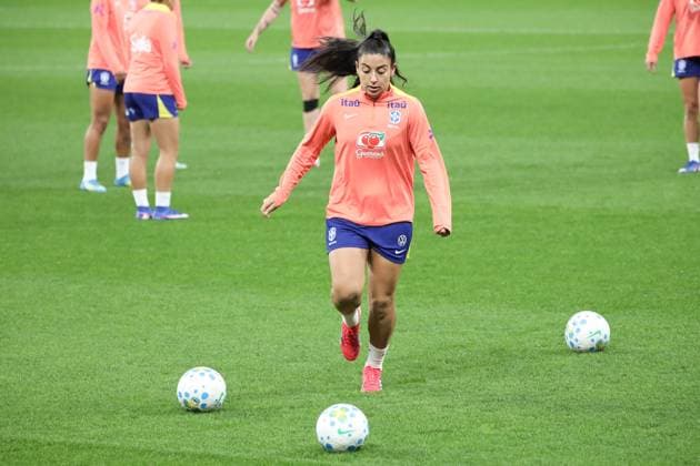 Training session of the Brazilian women s national football team for the friendly match against the USA. Duda Sampaio of the Brazilian women s national football team during the last training session before the friendly match against the United States, at Neo Quimica Arena, in the east zone of Sao Paulo, this Friday, June 5, 2026. Sao Paulo Sao Paulo Brasil Copyright: xMarinaxUezimax
