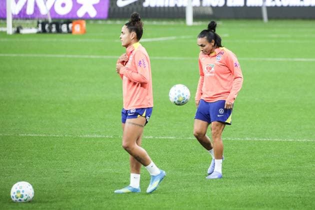 Training session of the Brazilian women s national football team for the friendly match against the USA. Marta of the Brazilian women s national football team during the last training session before the friendly match against the United States, at Neo Quimica Arena, in the east zone of Sao Paulo, this Friday, June 5, 2026 Sao Paulo Sao Paulo Brasil Copyright: xMarinaxUezimax