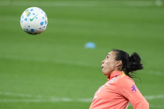 Training session of the Brazilian women s national football team for the friendly match against the USA. Marta of the Brazilian women s national football team during the last training session before the friendly match against the United States, at Neo Quimica Arena, in the east zone of Sao Paulo, this Friday, June 5, 2026. Sao Paulo Sao Paulo Brasil Copyright: xMarinaxUezimax
