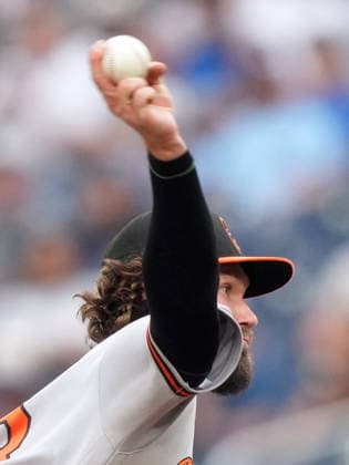 June 5, 2026, Toronto, On, CANADA: Baltimore Orioles pitcher Brandon Young (63) makes the pitch against the Toronto Blue Jays during first inning American League, MLB, Baseball Herren, USA baseball action in Toronto on Friday, June 5, 2026. Canada News - June 5, 2026 - ZUMAc35_ 20260605_zaf_c35_086 Copyright: xNathanxDenettex