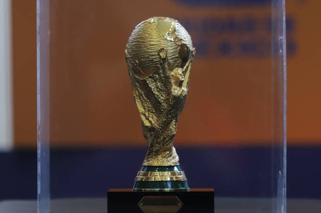 The FIFA World Cup, WM, Weltmeisterschaft, Fussball Trophy Official Replica Reception Ceremony Detail of the official replica of the FIFA World Cup trophy, during the reception ceremony at the Yancuic Museum. on June 5, 2026 in Iztapalapa, Mexico. (Photo by Carlos Santiago Eyepix Group) Copyright: xCarlosxSantiagox xEyepixxGroupx CS_05062026_185869