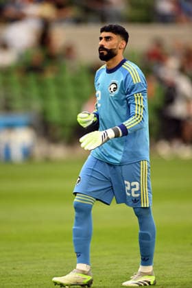 AUSTIN, TX - June 05: Saudi Arabia goalie Ahmed Alkassar gets ready for the start of International Friendly, Länderspiel, Nationalmannschaft between Saudi Arabia and Puerto Rico on June 5, 2026 at Q2 Stadium in Austin, TX. (Photo by John Rivera Icon Sportswire) SOCCER: JUNE 05 International Friendly Saudi Arabia vs. Puerto Rico EDITORIAL USE ONLY Icon426260605005
