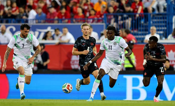 Fußball, Testspiel, Kanada - Irland International Friendly, Länderspiel, Nationalmannschaft Stade Saputo, MontrÃ Jaden Umeh 6 6 2026  Copyright: x INPHO RyanxByrnex RB1_9909