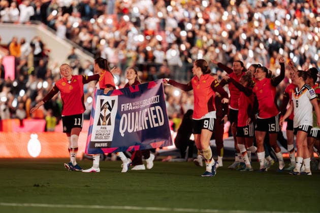 05.06.26, Women, Football, 2027 FIFA Women s World Cup qualification, Germany vs. Norway Team Germany celebration of the win and qualification after the match Cologne RheinEnergieStadion NRW Germany