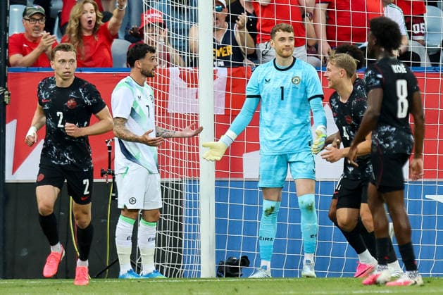 Fußball, Testspiel, Kanada - Irland International Friendly, Länderspiel, Nationalmannschaft Stade Saputo, MontrÃ Troy Parrott and goalkeeper Mark Travers dejected after conceding 6 6 2026  Copyright: x INPHO RyanxByrnex RB1_9057