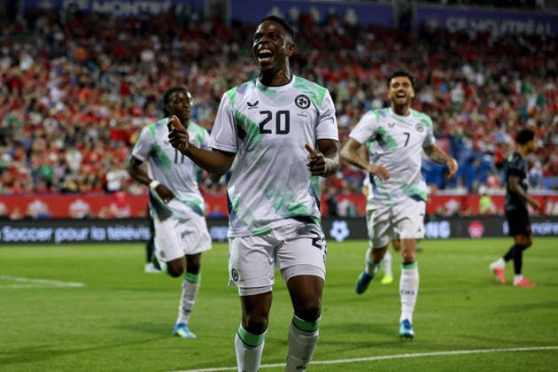 Fußball, Testspiel, Kanada - Irland International Friendly, Länderspiel, Nationalmannschaft Stade Saputo, MontrÃ Chiedozie Ogbene celebrates after he scores his sides 1st goal of the match 6 6 2026  Copyright: x INPHO RyanxByrnex RB2_9676