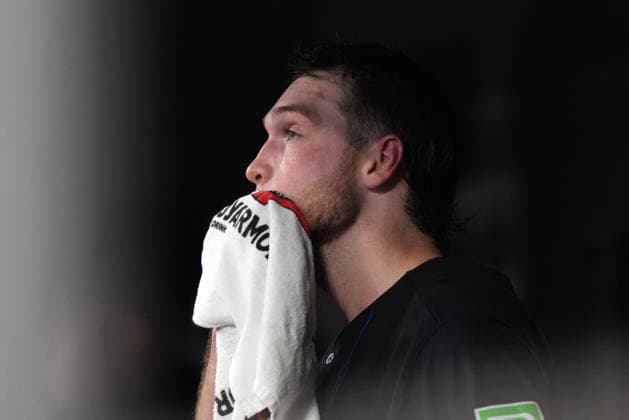June 5, 2026, Toronto, On, CANADA: Toronto Blue Jays pitcher Trey Yesavage (39) wipes his face after being pulled from the game against the Baltimore Orioles during sixth inning American League, MLB, Baseball Herren, USA baseball action in Toronto on Friday, June 5, 2026. Canada News - June 5, 2026 - ZUMAc35_ 20260605_zaf_c35_115 Copyright: xNathanxDenettex