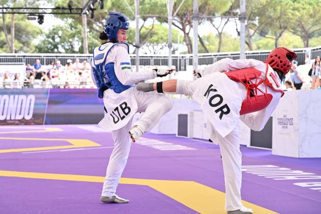 CONTACT - Taekwondo - World Taekwondo Rome Grand Prix 2026 Photo by IPA ABACAPRESS.COM85365985 - Hyo rim HONG (KOR) vs Ozoda SOBIRJONOVA (UZB) during quarter finals round Women -67kg of World Taekwondo Grand Prix at Foro Italico, June 5, 2026, Rome, Italy. Roma Italy  Copyright: xIPAxSport ABACAx
