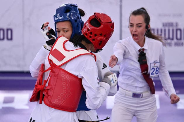 CONTACT - Taekwondo - World Taekwondo Rome Grand Prix 2026 Photo by IPA ABACAPRESS.COM85365940 - Yu-jin KIM (KOR) vs Ella BREWSTER (CAN) during semi finals round Women -57kg of World Taekwondo Grand Prix at Foro Italico, June 5, 2026, Rome, Italy. Roma Italy  Copyright: xIPAxSport ABACAx