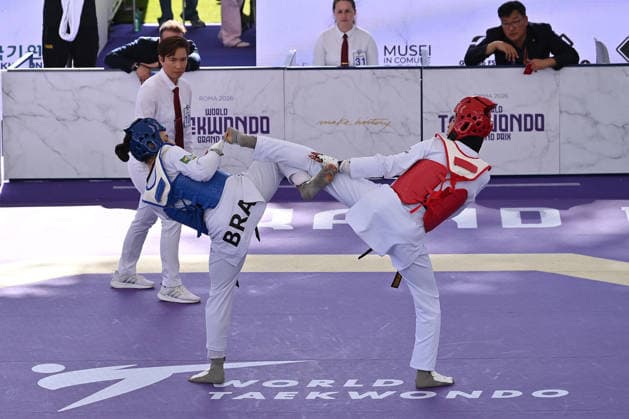CONTACT - Taekwondo - World Taekwondo Rome Grand Prix 2026 Photo by IPA ABACAPRESS.COM85366032 - Maria clara PACHECO (BRA) vs Amina DEHHAOUI (MAR) during semi finals round Women -57kg of World Taekwondo Grand Prix at Foro Italico, 5th June 2026, Rome, Italy. Roma Italy  Copyright: xIPAxSport ABACAx