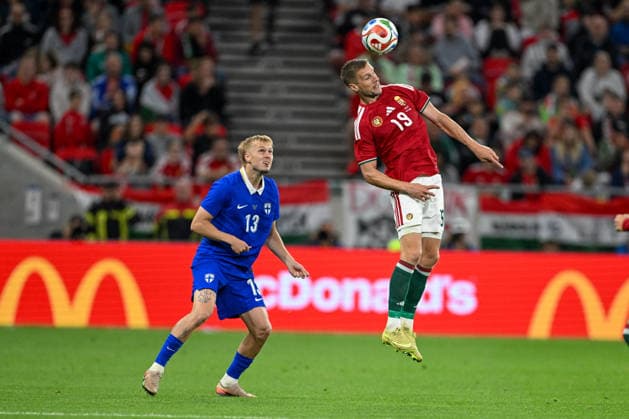 FOOTBALL - Friendly - Hungary vs Finland Photo by IPA ABACAPRESS.COM85366147 - Barnabas Varga (Hungary) overhead kicks the ball during the UEFA friendly match between Hungary vs Finland, 5 June 2026 at the Puskas Arena, Budapest, Hungary Budapest Hungary  Copyright: xIPAxSport ABACAx