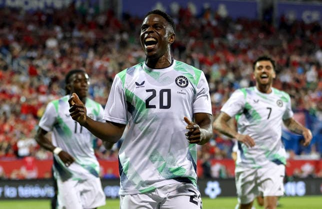 International Friendly, Länderspiel, Nationalmannschaft Stade Saputo, MontrÃ Chiedozie Ogbene celebrates after he scores his sides 1st goal of the match 6 6 2026  Copyright: x INPHO RyanxByrnex 94921_2972060_1