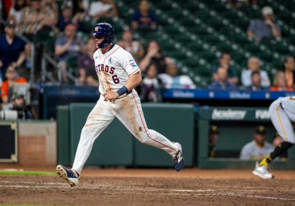June 2, 2026, Houston, Texas, United States: Houston Astros center fielder Jake Meyers (6) scores on an RBI single by shortstop Jeremy PeoÂ±a (3) (not pictured) in the ninth inning during an MLB, Baseball Herren, USA game against the Pittsburgh Pirates on Tuesday June 2, 2026 at Daikin Park in Houston, Texas. The Pirates defeated the Astros 10-6. MLB: Pittsburgh Pirates At Houston Astros  - ZUMAw132 20260602_zap_w132_104 Copyright: xTomxWalkox