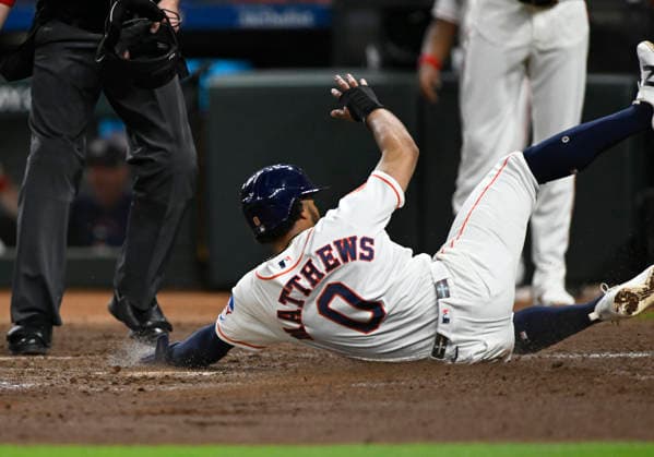 June 2, 2026, Houston, Texas, United States: Houston Astros second base Brice Matthews (0) is safe at home on an RBI by shortstop Jeremy PeoÂ±a (3) (not pictured) during an MLB, Baseball Herren, USA game against the Pittsburgh Pirates on Tuesday June 2, 2026 at Daikin Park in Houston, Texas. The Pirates defeated the Astros 10-6. Houston United States - ZUMAw132 20260602_zap_w132_084 Copyright: xTomxWalkox
