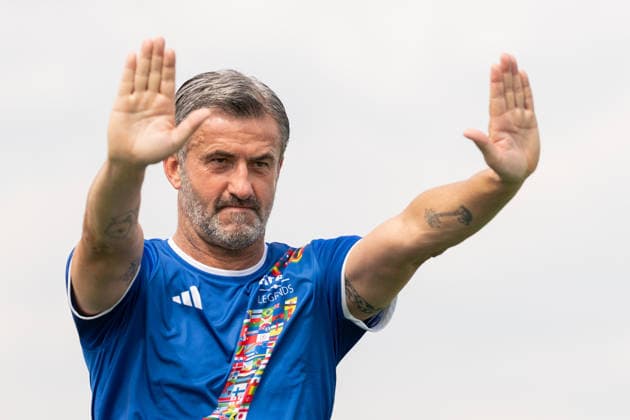 Italian FIFA Legends Tour in Toronto Christian Panucci reacts during the Italians football legends exhibition match as part of the Italian FIFA Legends Tour in Toronto. on June 5, 2026 in Toronto, Canada. (Photo by Leonardo Ramirez Eyepix Group) Copyright: xLeonardoxRamirezx xEyepixxGroupx LR06042026-09527
