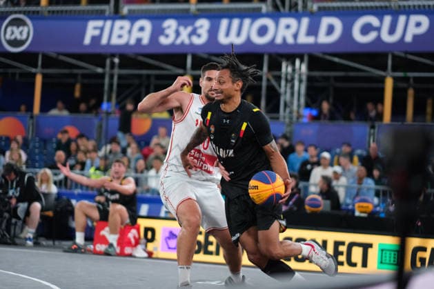 June 5, 2026, Warsaw, Masovian Voivodeship, Poland: Austria s TONI BLAZAN (10) and Belgium s DENNIS DONKOR (1) in action during a FIBA 3x3 Basketball World Cup men s last 16 game between Austria and Belgium in Warsaw, Poland. Basketball 2026: FIBA 3x3 World Cup Men s Last 16: Austria 21:13 Belgium  - ZUMAk204 20260605_zip_k204_078 Copyright: xRomanxKozielx