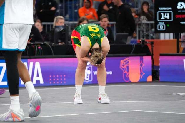 June 5, 2026, Warsaw, Masovian Voivodeship, Poland: Lithuania s GABRIELE SULSKE (9) suffers her team s crushing defeat at the end of a FIBA 3x3 Basketball World Cup women s last 16 game between Azerbaijan and Lithuania in Warsaw, Poland. Lithuania lost to Azerbaijan in overtime and was eliminated from the tournament. Basketball 2026: FIBA 3x3 World Cup Women s Last 16: Azerbaijan 14:12 Lithuania  - ZUMAk204 20260605_zip_k204_096 Copyright: xRomanxKozielx