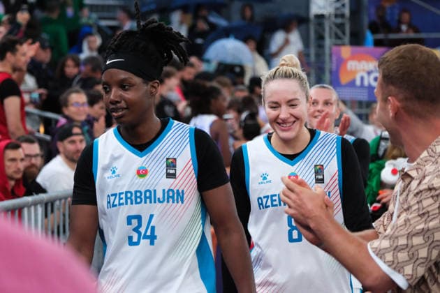 June 5, 2026, Warsaw, Masovian Voivodeship, Poland: Azerbaijan s BRIANNA FRASER (34), DINA ULYANOVA (8), and ALEXANDRA MOLLENHAUER (24) exit the arena in smiles as they celebrate victory at the end of a FIBA 3x3 Basketball World Cup women s last 16 game between Azerbaijan and Lithuania in Warsaw, Poland. Basketball 2026: FIBA 3x3 World Cup Women s Last 16: Azerbaijan 14:12 Lithuania  - ZUMAk204 20260605_zip_k204_101 Copyright: xRomanxKozielx