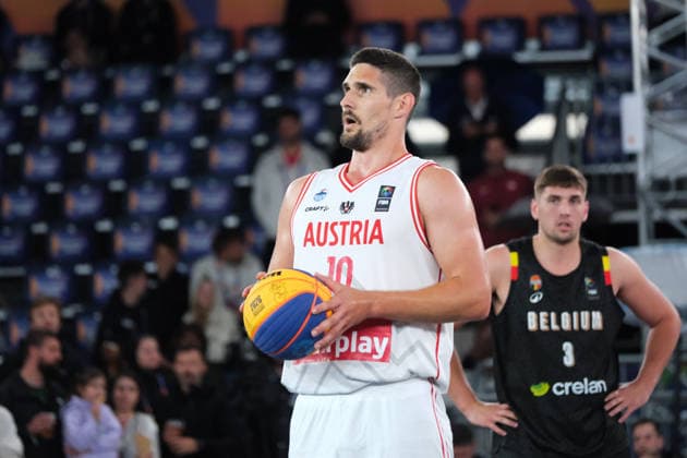 June 5, 2026, Warsaw, Masovian Voivodeship, Poland: Austria s TONI BLAZAN (10) and Belgium s JONAS FOERTS (3) in action during a FIBA 3x3 Basketball World Cup men s last 16 game between Austria and Belgium in Warsaw, Poland. Basketball 2026: FIBA 3x3 World Cup Men s Last 16: Austria 21:13 Belgium  - ZUMAk204 20260605_zip_k204_114 Copyright: xRomanxKozielx