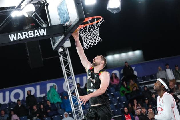 June 5, 2026, Warsaw, Masovian Voivodeship, Poland: Belgium s BRYAN DE VALCK (0) and Austria s QUINCY DIGGS (22) in action during a FIBA 3x3 Basketball World Cup men s last 16 game between Austria and Belgium in Warsaw, Poland. Basketball 2026: FIBA 3x3 World Cup Men s Last 16: Austria 21:13 Belgium  - ZUMAk204 20260605_zip_k204_117 Copyright: xRomanxKozielx
