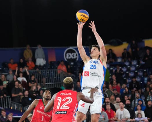 June 5, 2026, Warsaw, Masovian Voivodeship, Poland: France s JULES RAMBAUT (26) and Madagascar s ALPHA SOLONDRAINY (12), ELLY RANDRIAMAMPIONONA (1) in action during a FIBA 3x3 Basketball World Cup men s last 16 game between France and Madagascar in Warsaw, Poland. Warsaw Poland - ZUMAk204 20260605_zip_k204_135 Copyright: xRomanxKozielx