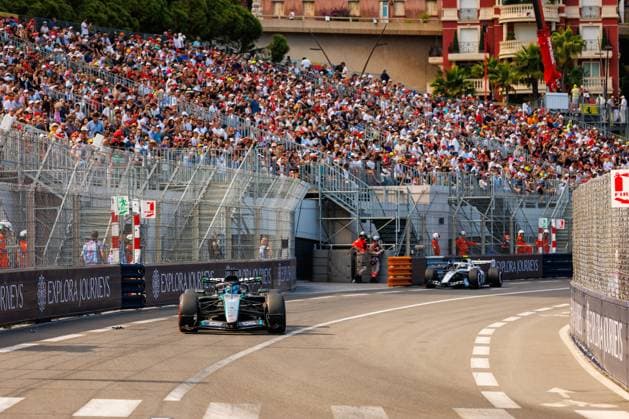 George Russell (Mercedes AMG Petronas F1 Team, 63) mit seinem Auto auf der Strecke, Grosser Preis von Monaco, Motorsport, Formel 1, Saison 2026, 05.06.2026 Grosser Preis von Monaco, Motorsport, Formel 1, Saison 2026, 05.06.2026 Copyright: xEibner-Pressefoto AlexanderxNeisx EP_ANS
