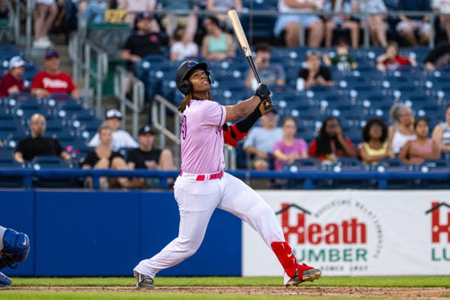 Williamsport Crosscutters v Trenton Thunder - MLB, Baseball Herren, USA Draft League Baseball Carsten Sabathia III of the Trenton Thunder hits the ball during an MLB Draft League baseball game at Trenton Thunder Ballpark in Trenton, United States, on June 5, 2026. Trenton United States  Copyright: xDanxSquicciarinix originalFilename:squicciarini-williams260605_npS4e.jpg