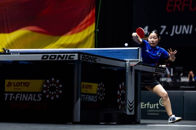 05.06.2026, GER, Tischtennis, Maenner Frauen Junioren, Saison 2026, 94. Deutsche Meisterschaft im Rahmen der Lotto Thüringen TT-Finals Erfurt 2026 Im Finale konnte sich Lorena Morsch gegen Koharu Itagaki durchsetzen und sich zur Deutschen Meisterin küren 99094 Erfurt Messe Messehalle Kongresshal Thüringen Deutschland