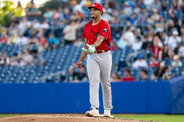 Williamsport Crosscutters v Trenton Thunder - MLB, Baseball Herren, USA Draft League Baseball Enger Paulino of the Williamsport Crosscutters reacts during an MLB Draft League baseball game at Trenton Thunder Ballpark in Trenton, United States, on June 5, 2026. Trenton United States  Copyright: xDanxSquicciarinix originalFilename:squicciarini-williams260605_npyvy.jpg