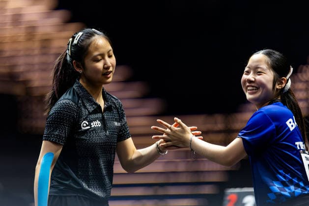 05.06.2026, GER, Tischtennis, Maenner Frauen Junioren, Saison 2026, 94. Deutsche Meisterschaft im Rahmen der Lotto Thüringen TT-Finals Erfurt 2026 Josephina Neumann Lorena Morsch - Koharu Itagaki Lisa Wang 99094 Erfurt Messe Messehalle Kongresshal Thüringen Deutschland