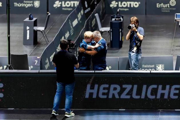 05.06.2026, GER, Tischtennis, Maenner Frauen Junioren, Saison 2026, 94. Deutsche Meisterschaft im Rahmen der Lotto Thüringen TT-Finals Erfurt 2026 Jia Yuang Zhang - Mio Lukas Wagner 99094 Erfurt Messe Messehalle Kongresshal Thüringen Deutschland