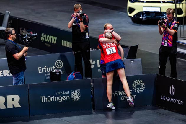 05.06.2026, GER, Tischtennis, Maenner Frauen Junioren, Saison 2026, 94. Deutsche Meisterschaft im Rahmen der Lotto Thüringen TT-Finals Erfurt 2026 Im Finale konnte sich Lorena Morsch gegen Koharu Itagaki durchsetzen und sich zur Deutschen Meisterin küren 99094 Erfurt Messe Messehalle Kongresshal Thüringen Deutschland