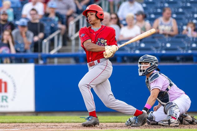 Williamsport Crosscutters v Trenton Thunder - MLB, Baseball Herren, USA Draft League Baseball Kelly Robertson Jr. of the Williamsport Crosscutters hits the ball during an MLB Draft League baseball game at Trenton Thunder Ballpark in Trenton, United States, on June 5, 2026. Trenton United States  Copyright: xDanxSquicciarinix originalFilename:squicciarini-williams260605_npdtt.jpg